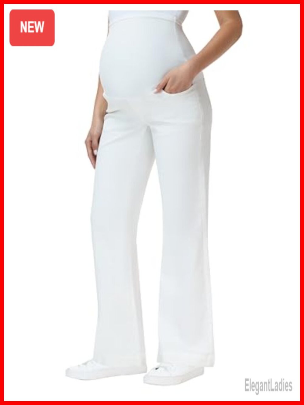 Foucome Maternity Jeans Womens Over Belly Wide Leg Stretch Denim